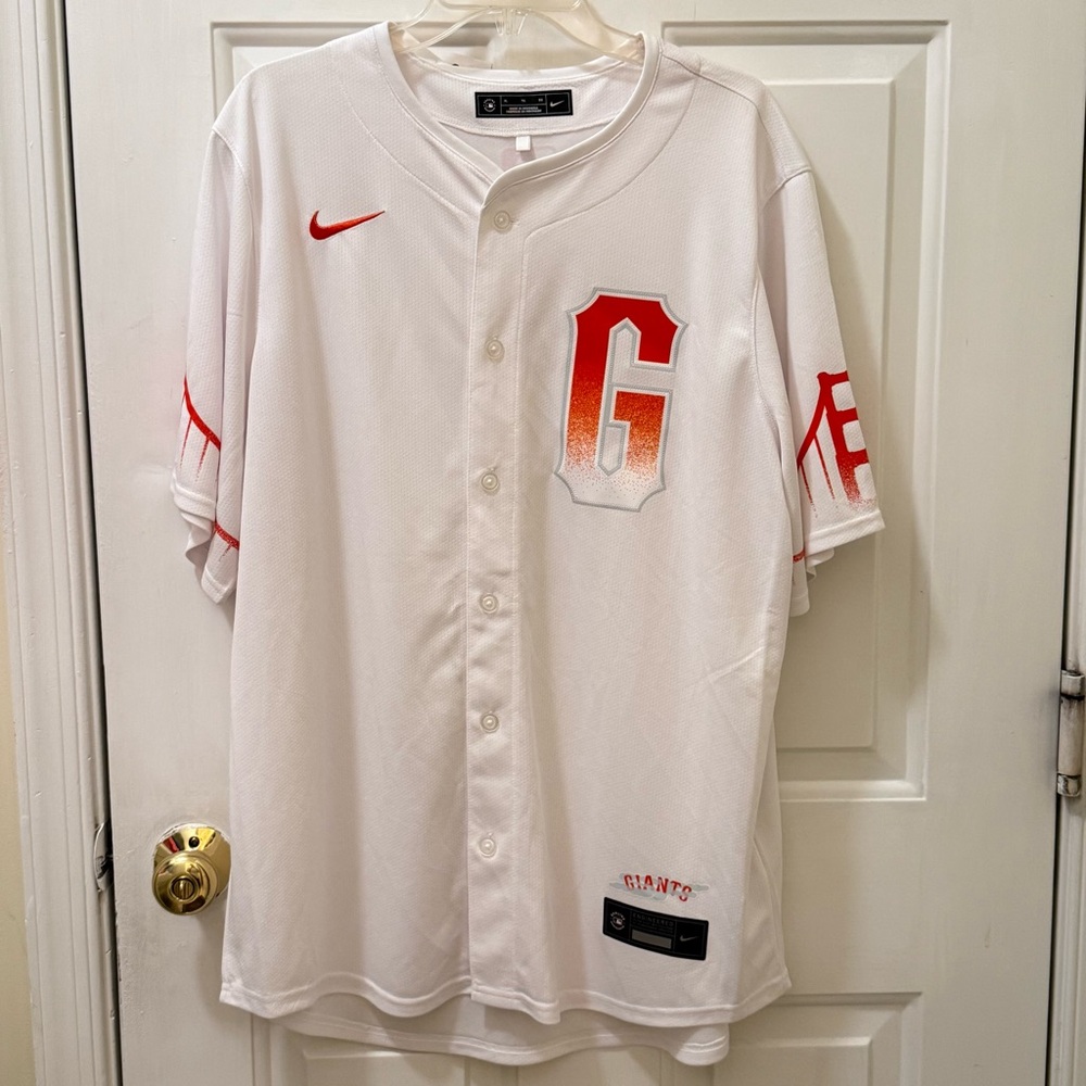 Nike White and Orange City Connect SF Giants Baseball Jersey